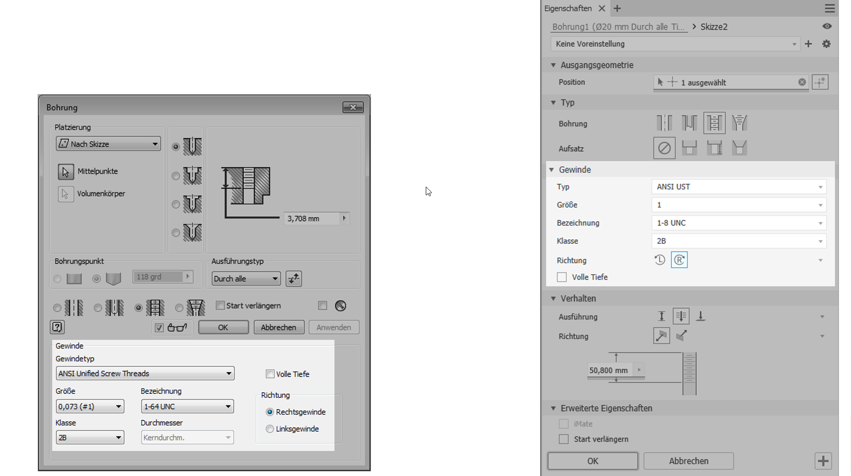 Autodesk Inventor Bohrung