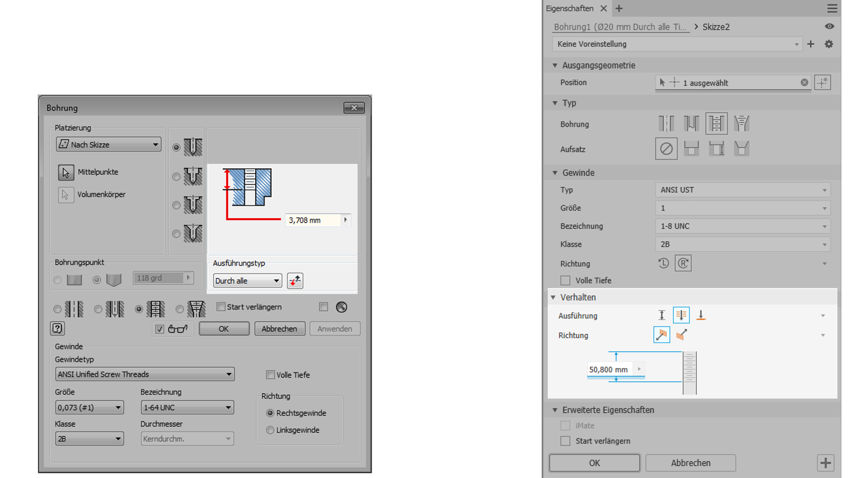 Autodesk Inventor Bohrung