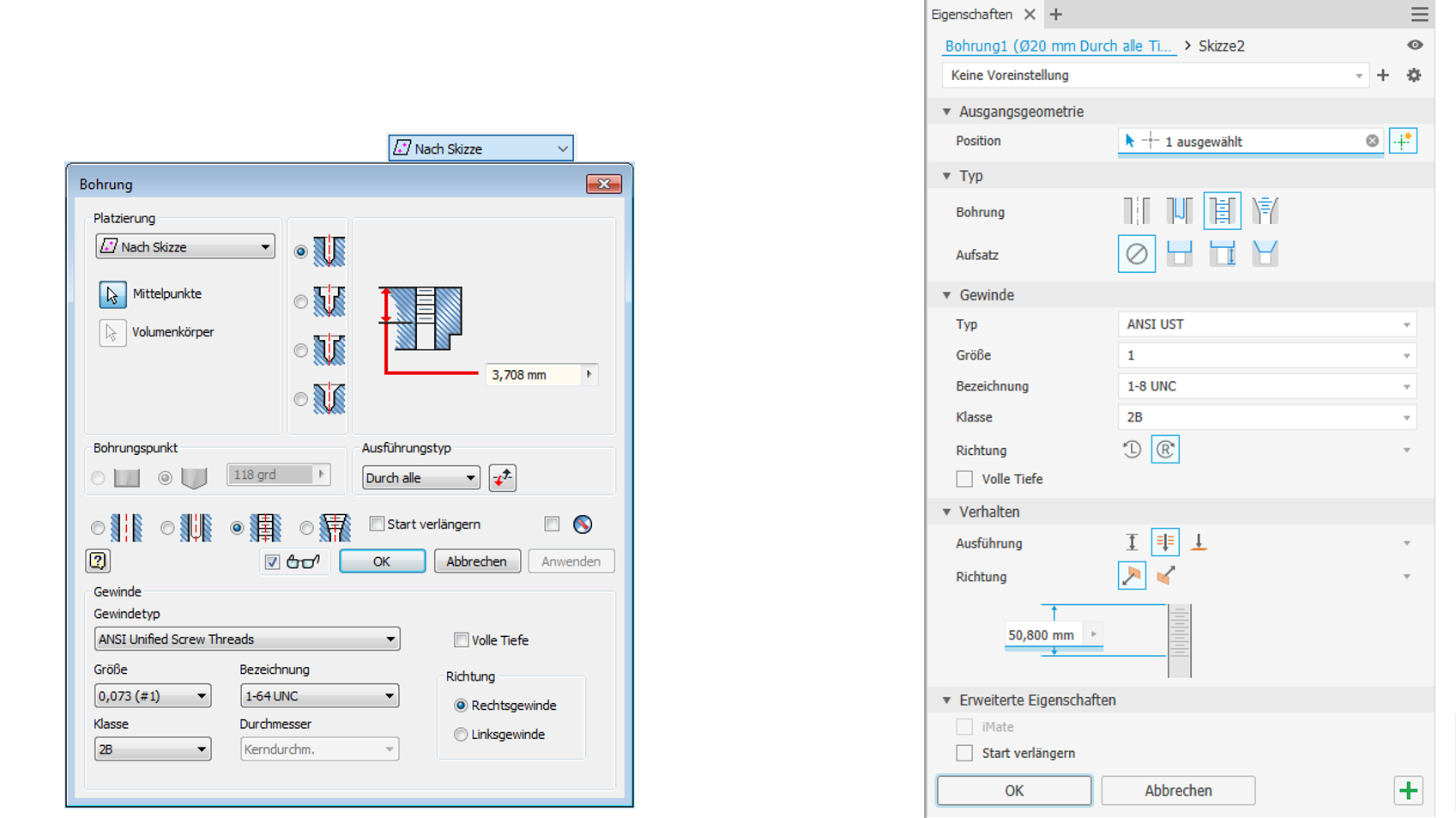 Autodesk Inventor Bohrung