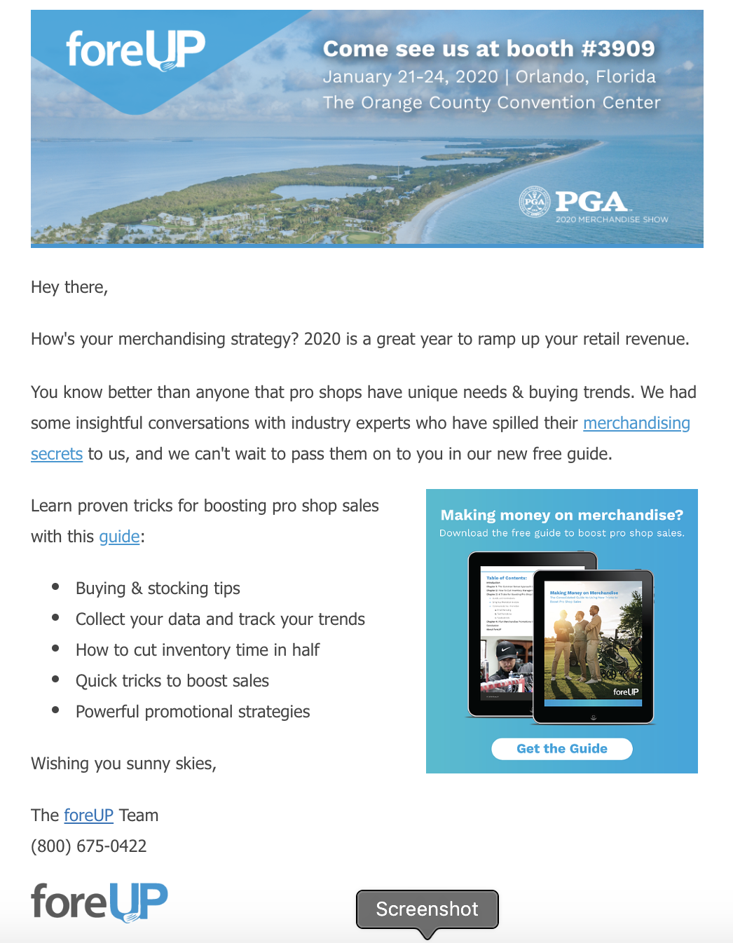 foreup golf software email example