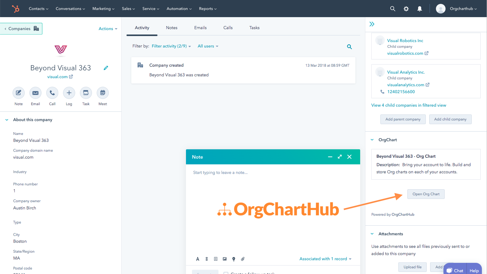 OrgChartHub HubSpot Integration Connect Them Today