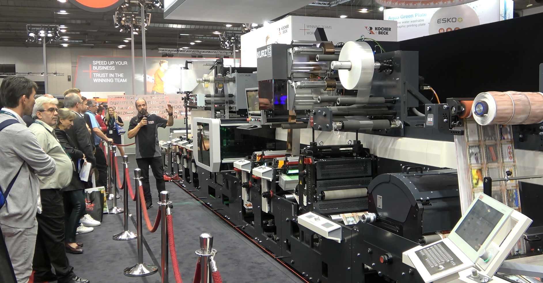 MPS live demonstration of the 17 inch hybrid EF SYMJET press at Labelexpo Europe 2019
