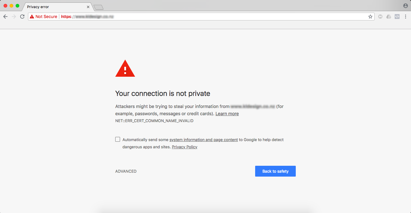 Google unsecure website warning