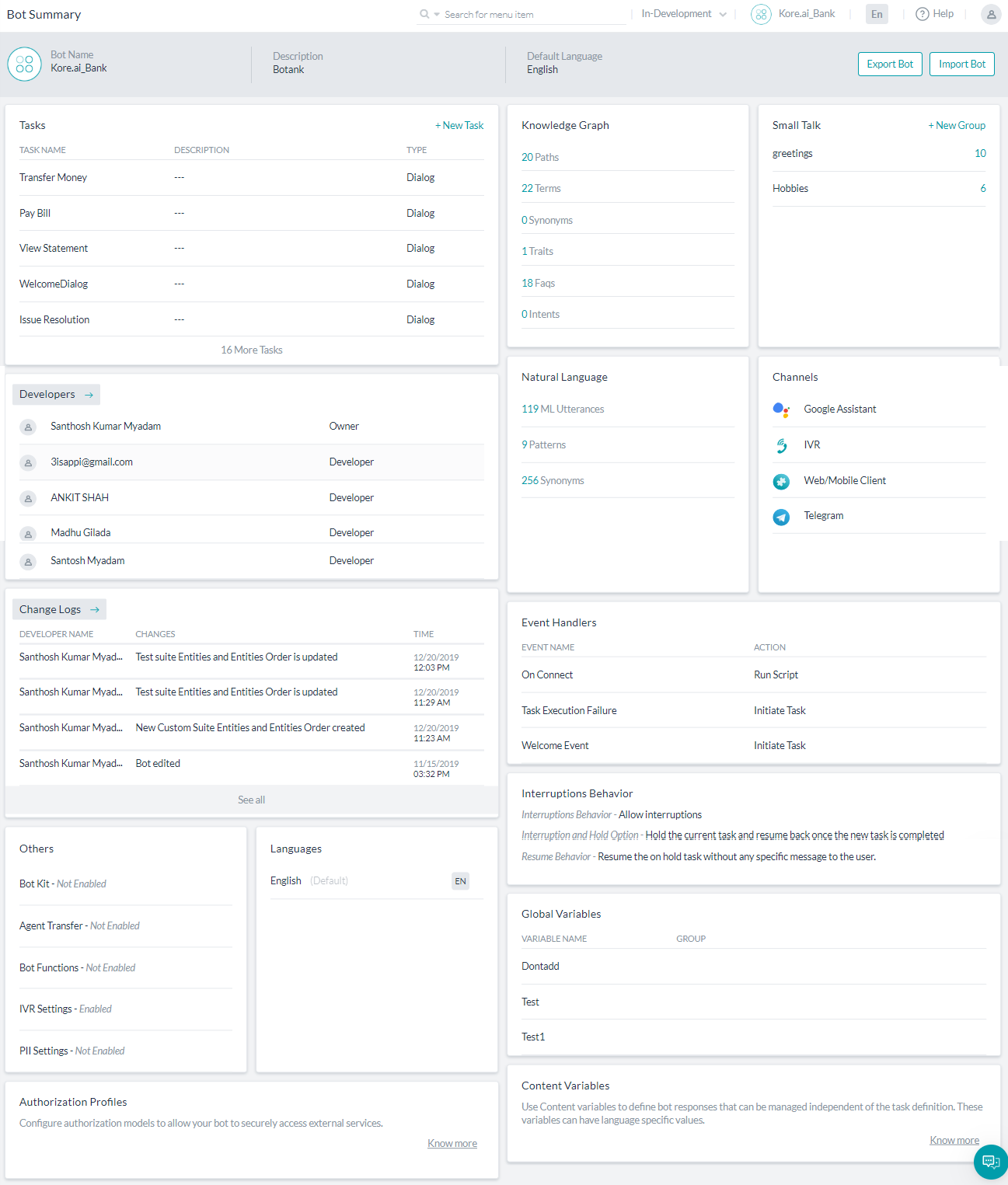 Bot Summary Dashboard