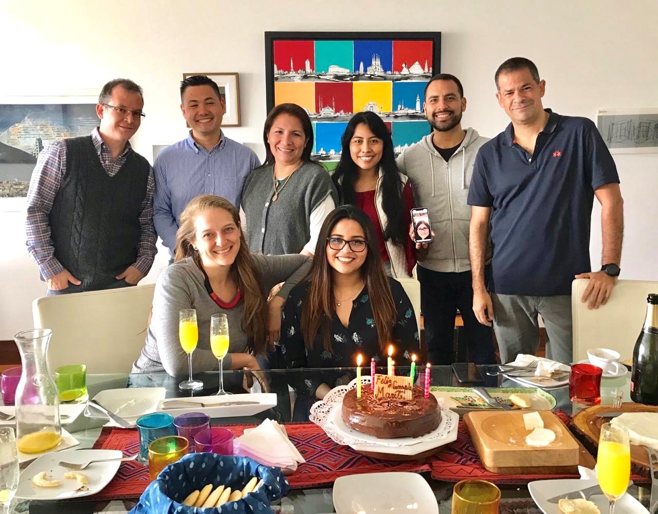 (posted) 2018.10.30 PIP Peru celebrating Marites birthday - Patrick, Daniel, Medalit, Patricia, Angie (on phone), Daniel, Olazhir, Ines and MariaTeresa (1)