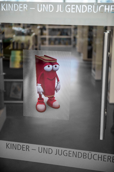 Permanente reclamestickers biliotheekinrichting 1