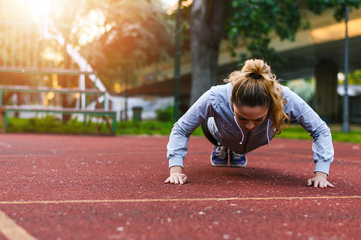 Holding a push-up position