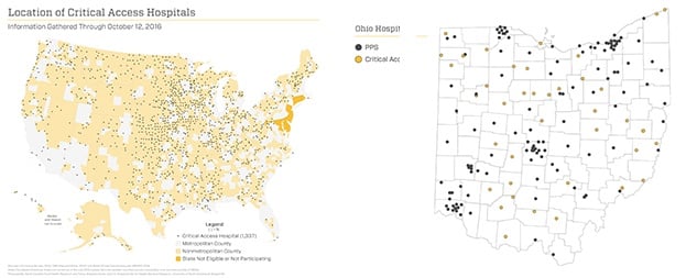 Location of Critical Access Hospitals Map United States