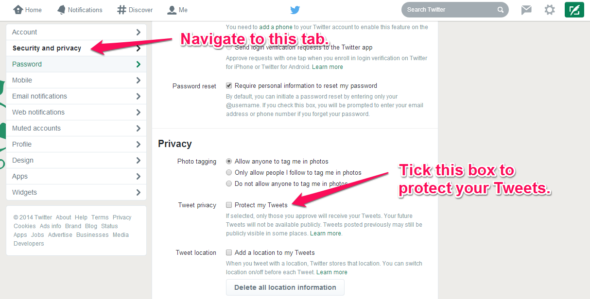 How to private twitter account