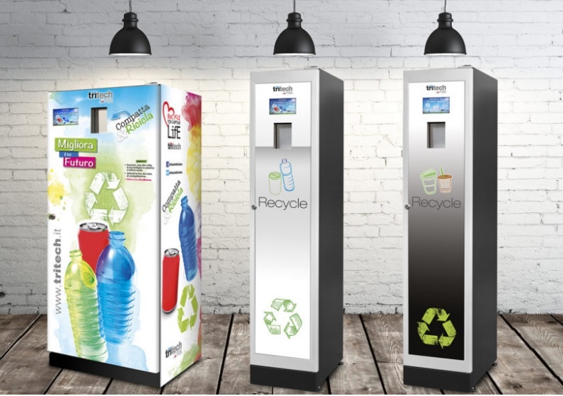 CafeCrush bottle, cup and can recycling machine