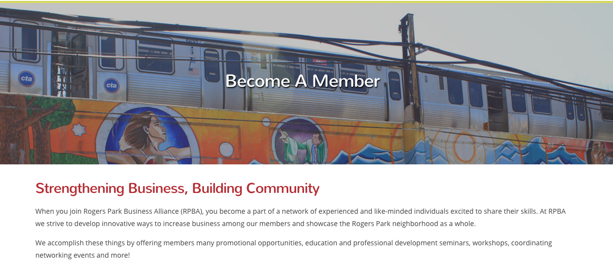 Rogers Park Business Alliance membership page