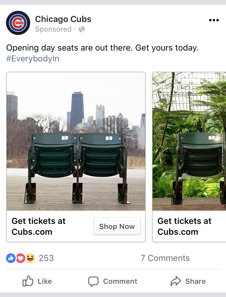 Cubs Facebook ad