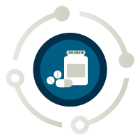 Icon showing a pill bottle with medication