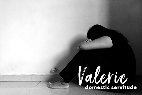 representative image of Valeria, a young woman tricked into a form of labor trafficking called domestic servitude