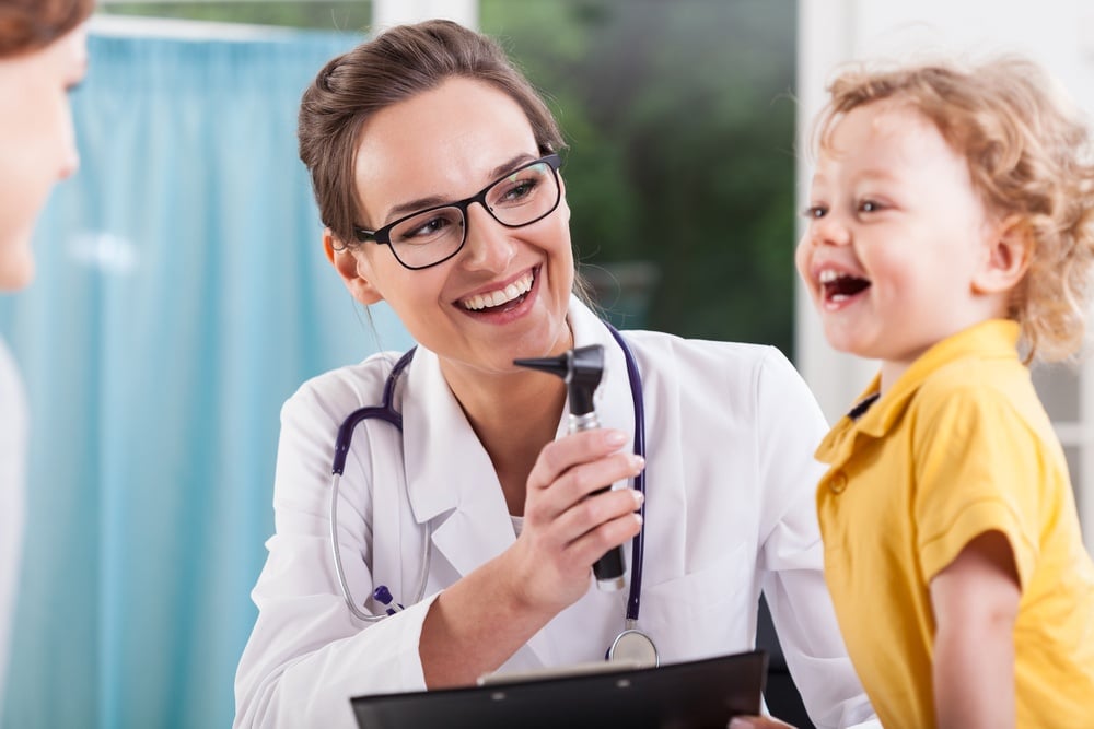 Happy toddler at the doctor