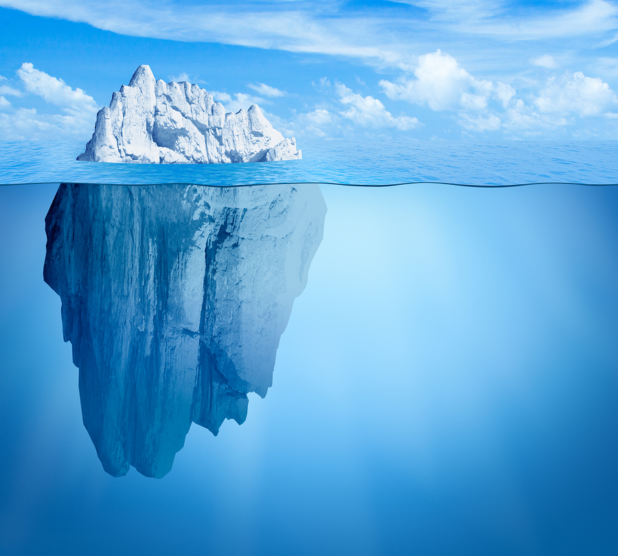 Tip of Iceberg-in-ocean-hidden below surface