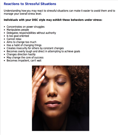 Extended DISC Reactions to Pressure Situations Sample Page