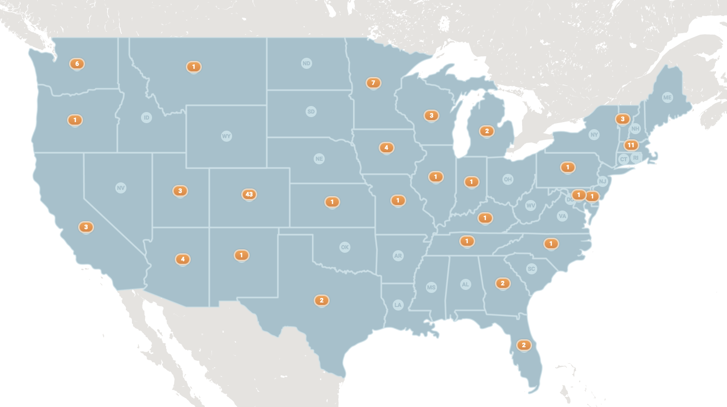 map of community solar projects around the country, courtesy of Community Solar Hub