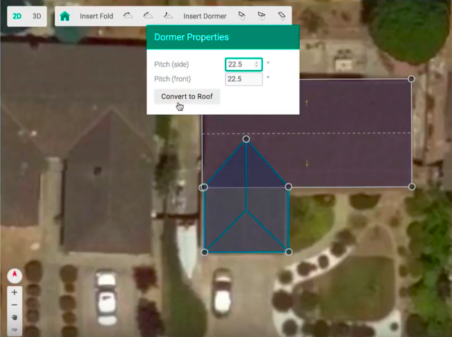 SmartRoof's inspector pop-up lets solar designers adjust dormers easily