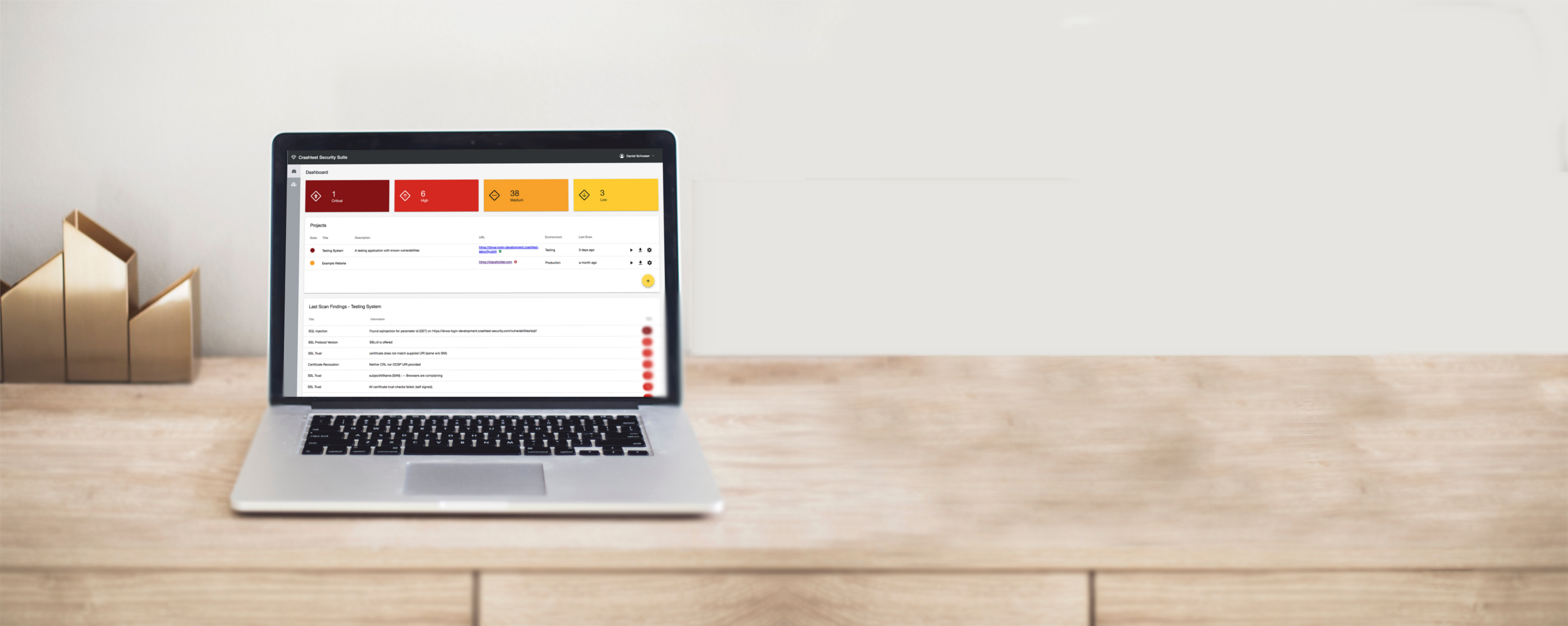 Chrashtest Security Vulnerability Assessment Tool showcased in a laptop screen
