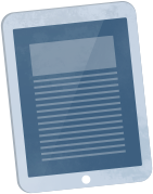 a blue ipad that shows our commitment to integrate techonology