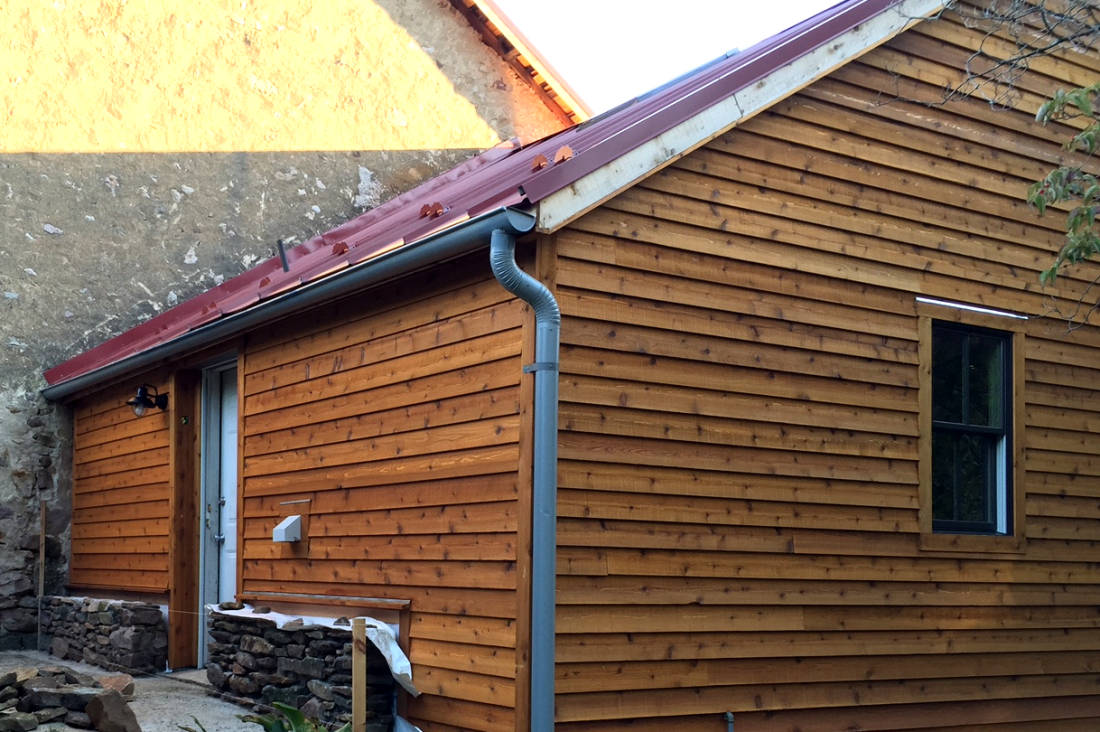 Cedar siding on a rural cabin