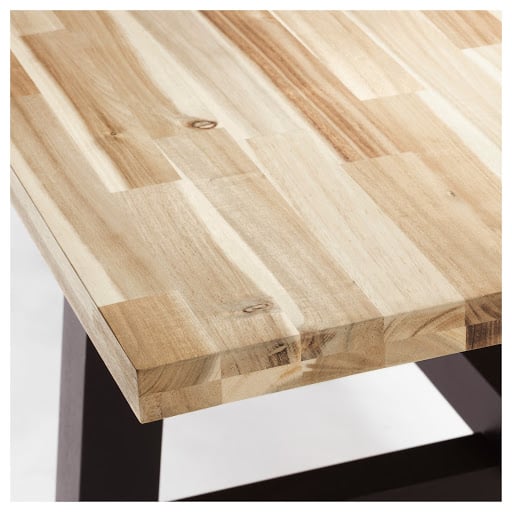 Close-up of Acacia wood table top