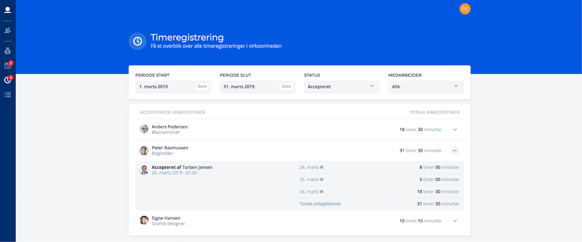 Pentos timeregistrering