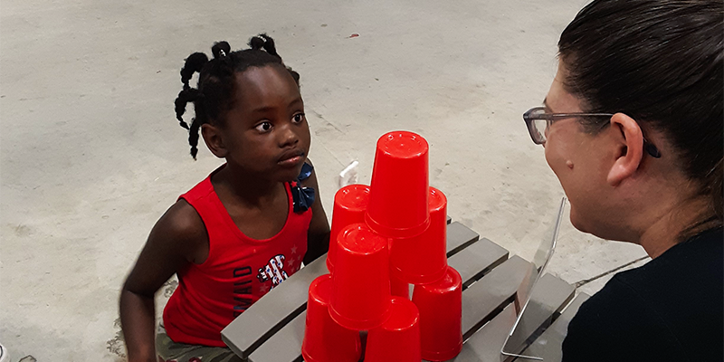 Cup Stacking Eye Contact