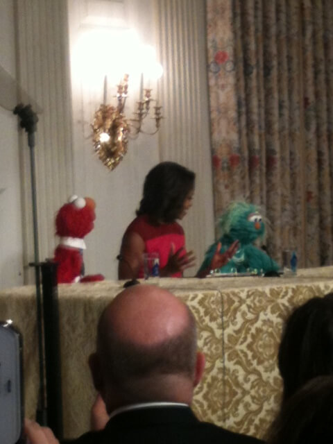 Michelle Obama with Rosita and Elmo