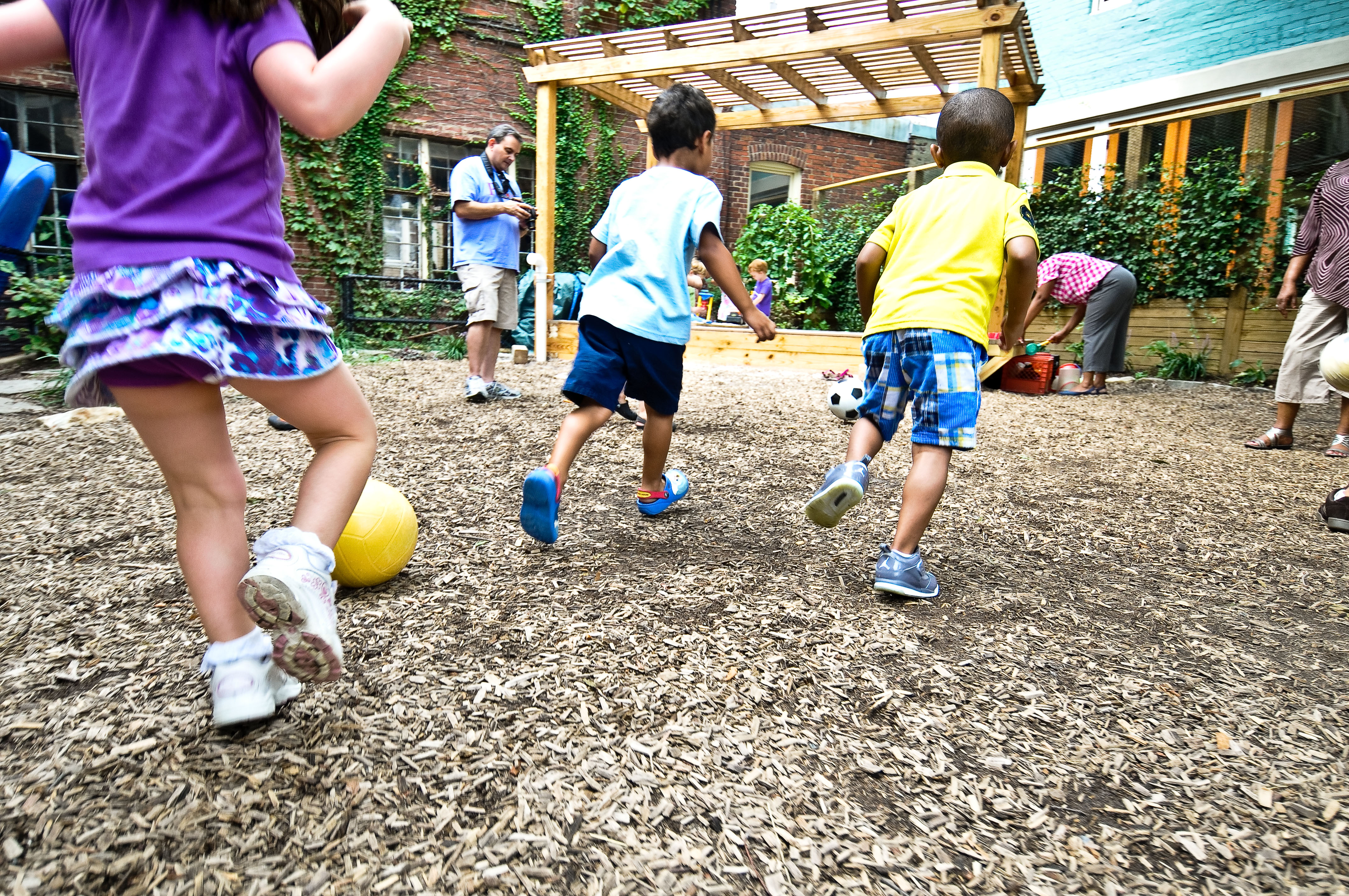 Children play outside