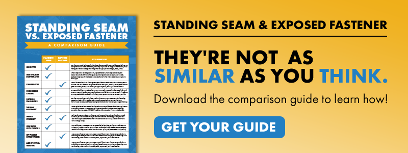 Download the "Standing Seam vs. Exposed Fastener: A Comparison Guide" here!