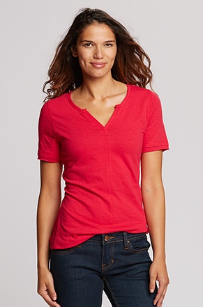 Woman wearing Cutter & Buck Rally V-Neck Top