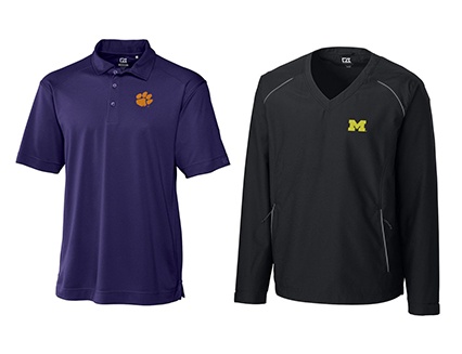 CLEMSON TIGERS CB DRYTEC GENRE POLO and MICHIGAN WOLVERINES TRAVERSE HALF ZIP