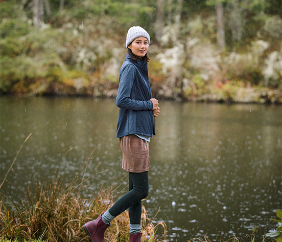 Girl standing by a river