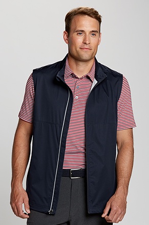 Man wearing Cutter and Buck Fairway Full-Zip Vest