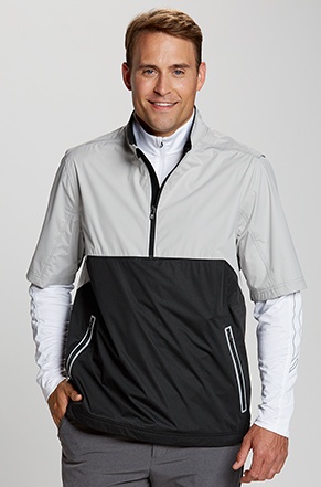 Man wearing Cutter and Buck Fairway Short Sleeve Half-Zip