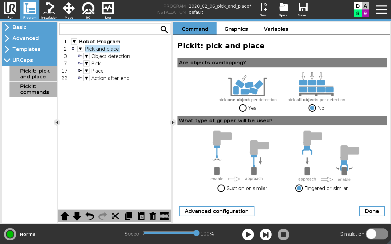 URcap pick and place template, Universal robots and Pickit 3D