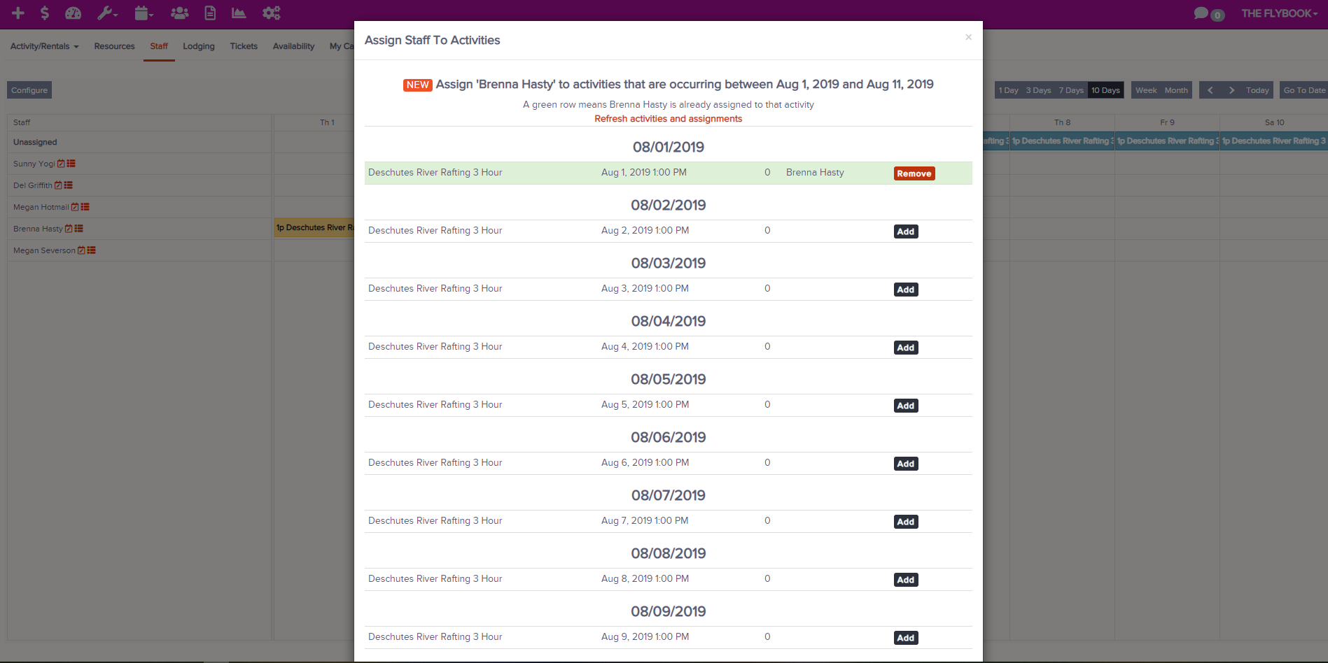 staff multi activity editor