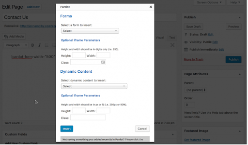 Pardot Integration on Wordpress Website - Step 3