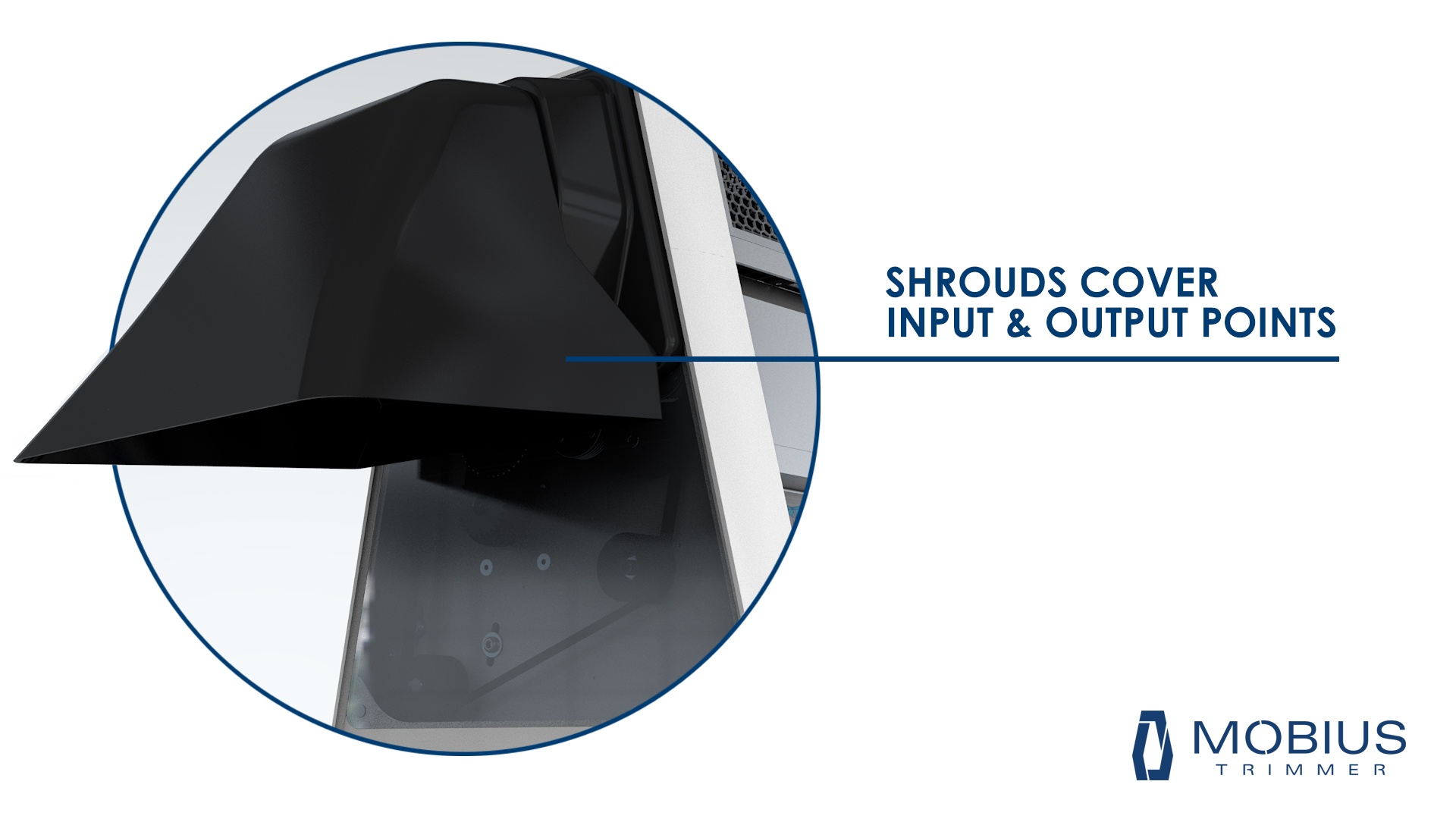 One of the safety features on the Mobius Trimmer M108 - input and output shrouds.