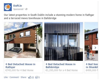 daft.ie Facebook ad for real estate