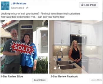 JSP realtors Facebook ad for real estate