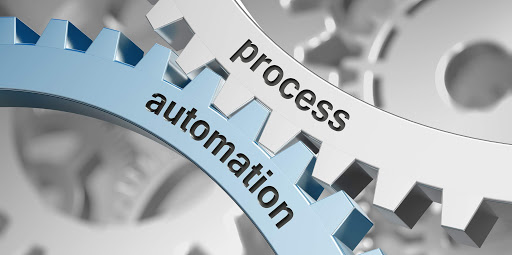 image of two machine gears - one says process, the other says automation