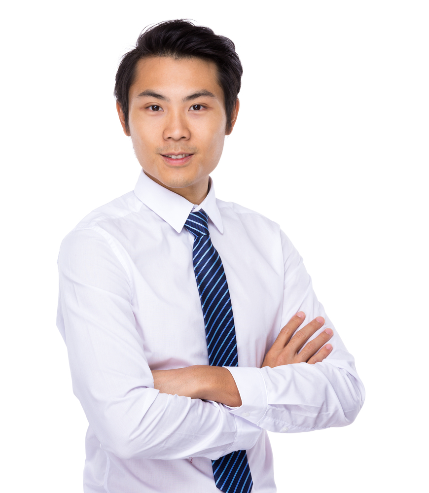 Asian young business man isolated on white background