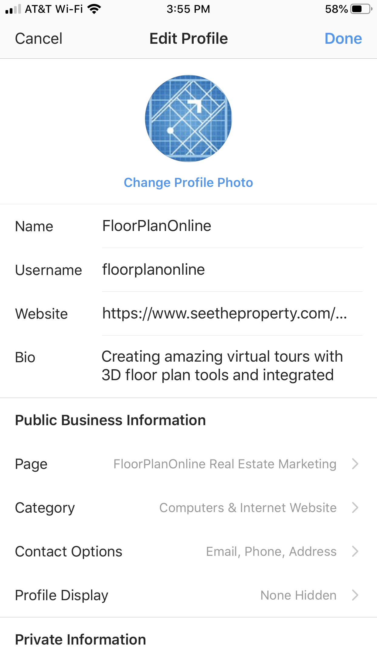 Instagram profile