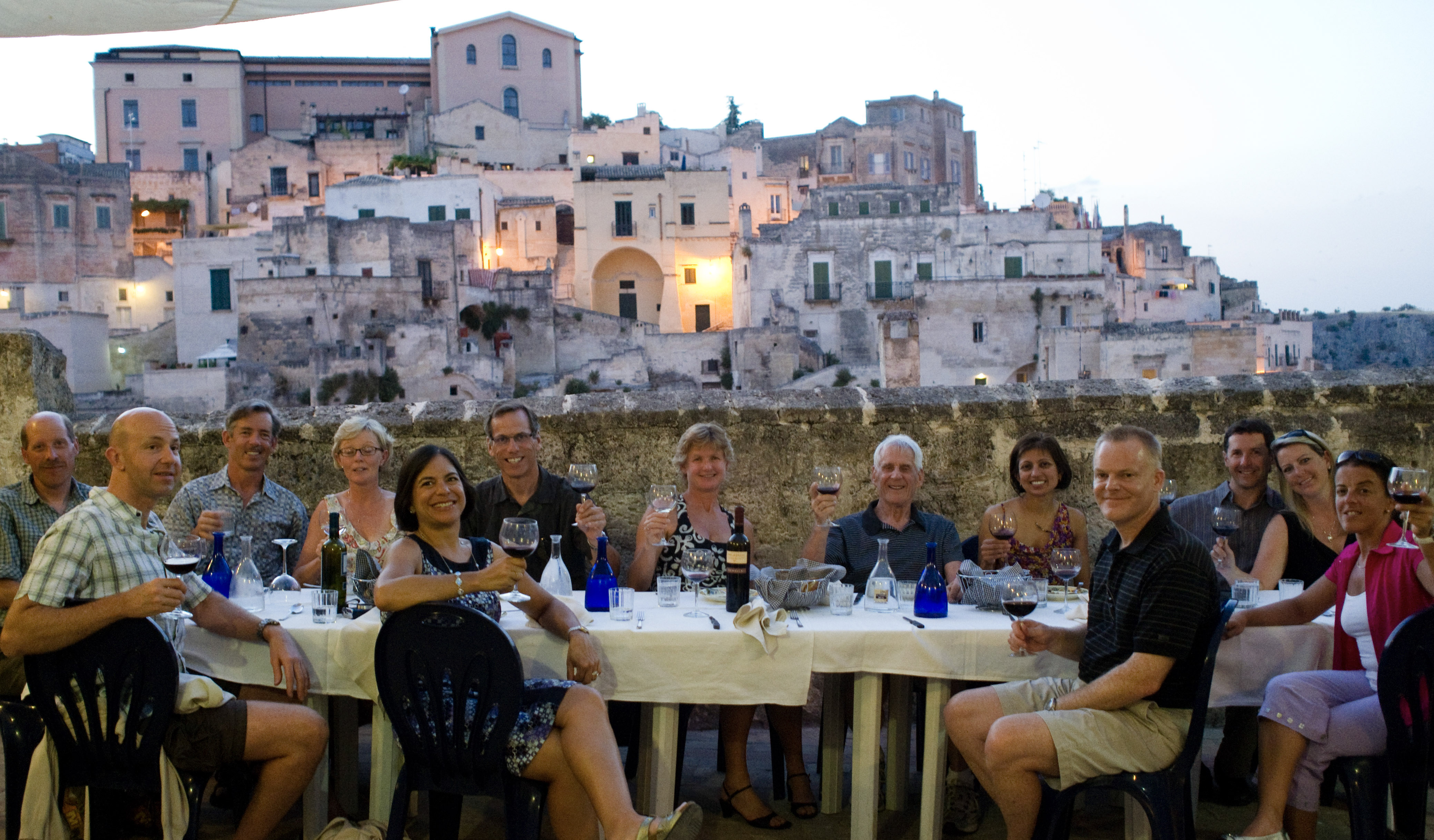 Guests enjoying dinner in Matera