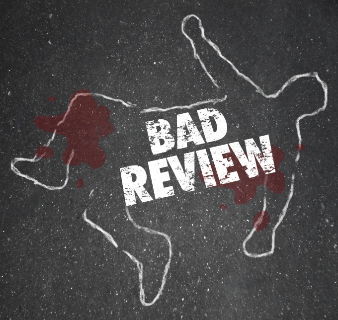 Bad Review Words Chalk Outline Killed by Criticism Negative Feed