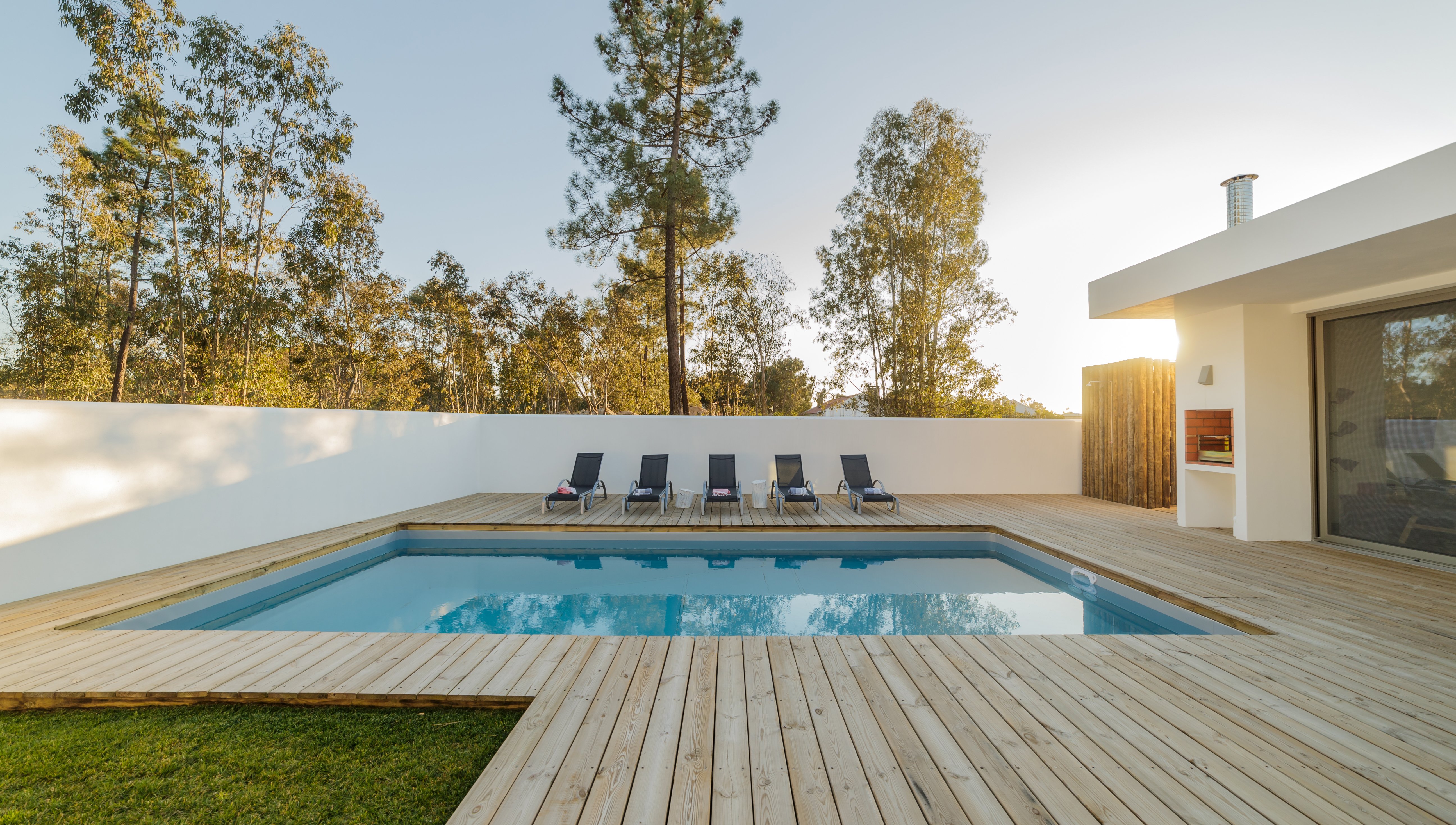 Inground Swimming Pools Cost, Wood Deck Around Inground Pool