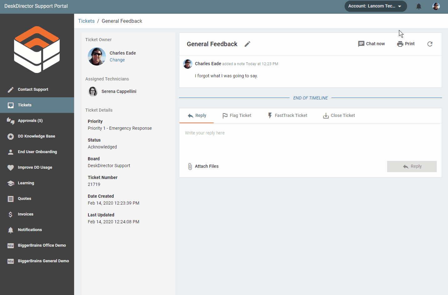 Chat from Portal Ticket